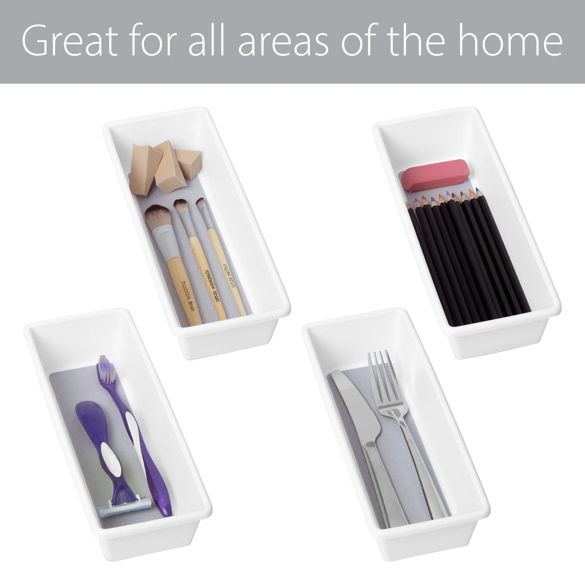 Plastic Drawer Organizer - BPA Free - 9.75 x 3.75 Inch - White