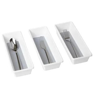 Plastic Drawer Organizer - BPA Free - 9.75 x 3.75 Inch - White