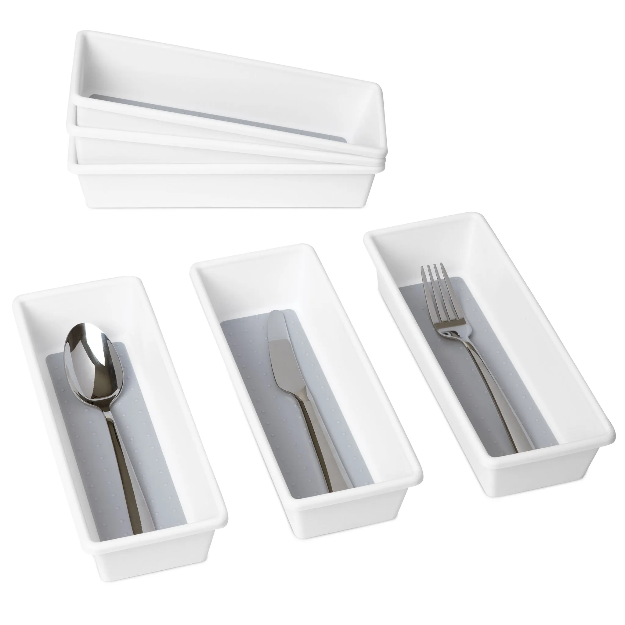Plastic Drawer Organizer - BPA Free - 9.75 x 3.75 Inch - White