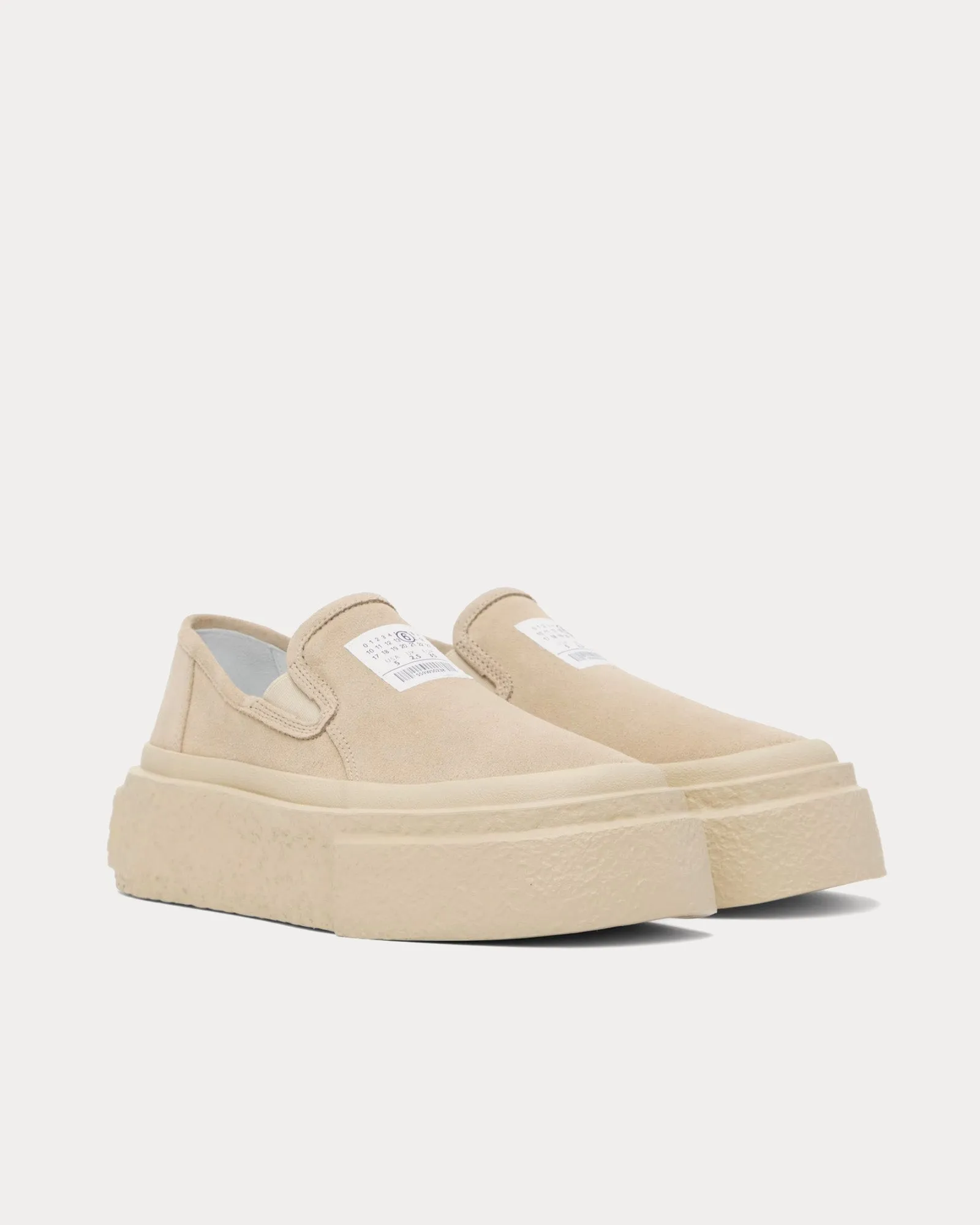Platform Suede Beige Slip On Sneakers