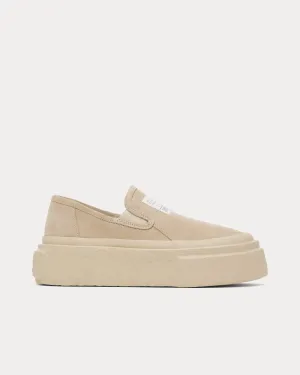 Platform Suede Beige Slip On Sneakers