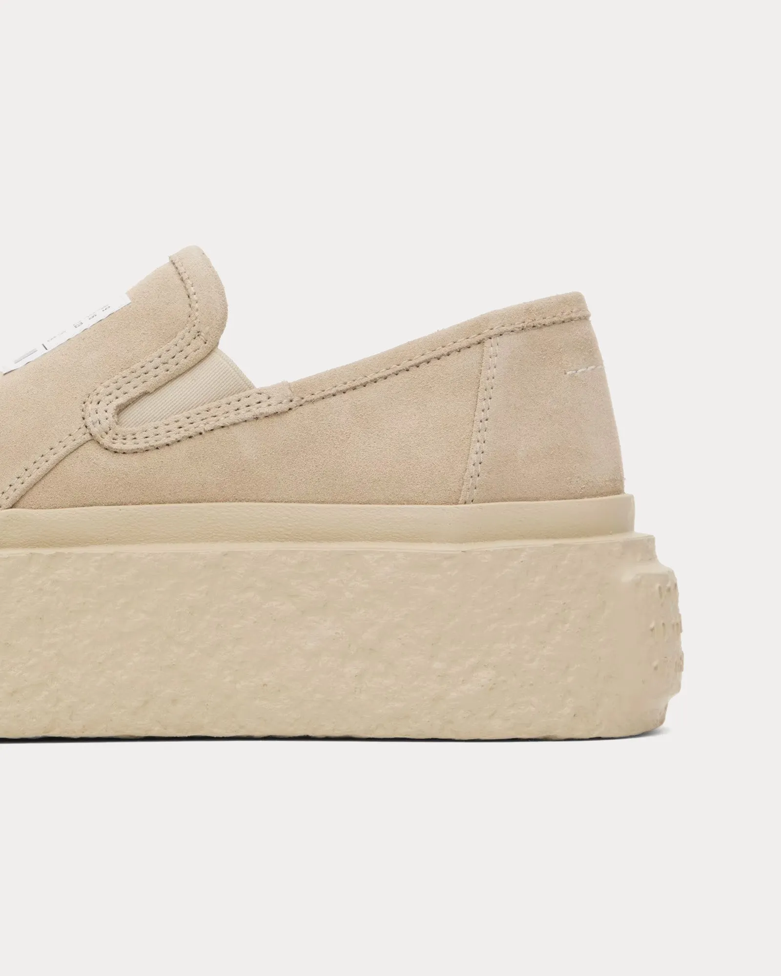 Platform Suede Beige Slip On Sneakers