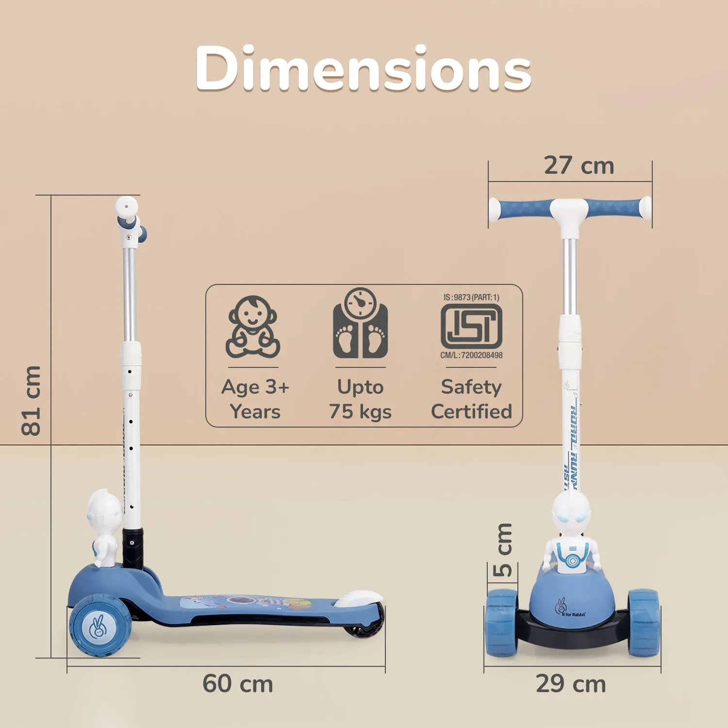 Road Runner Astro Scooter For Kids With PU LED Wheels