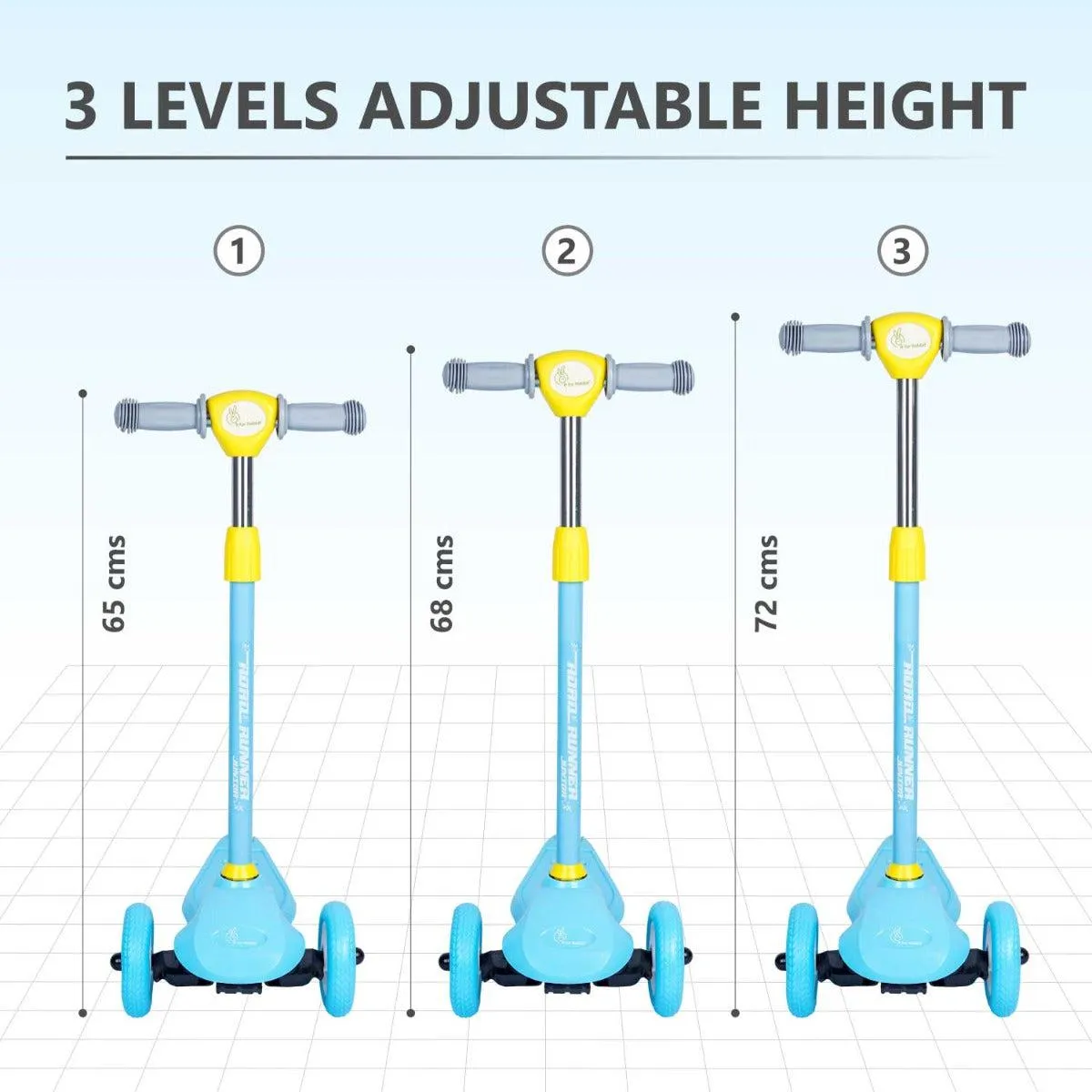 Road Runner Junior Scooter - 3 Level Height Adjustment, Anti Slip Deck