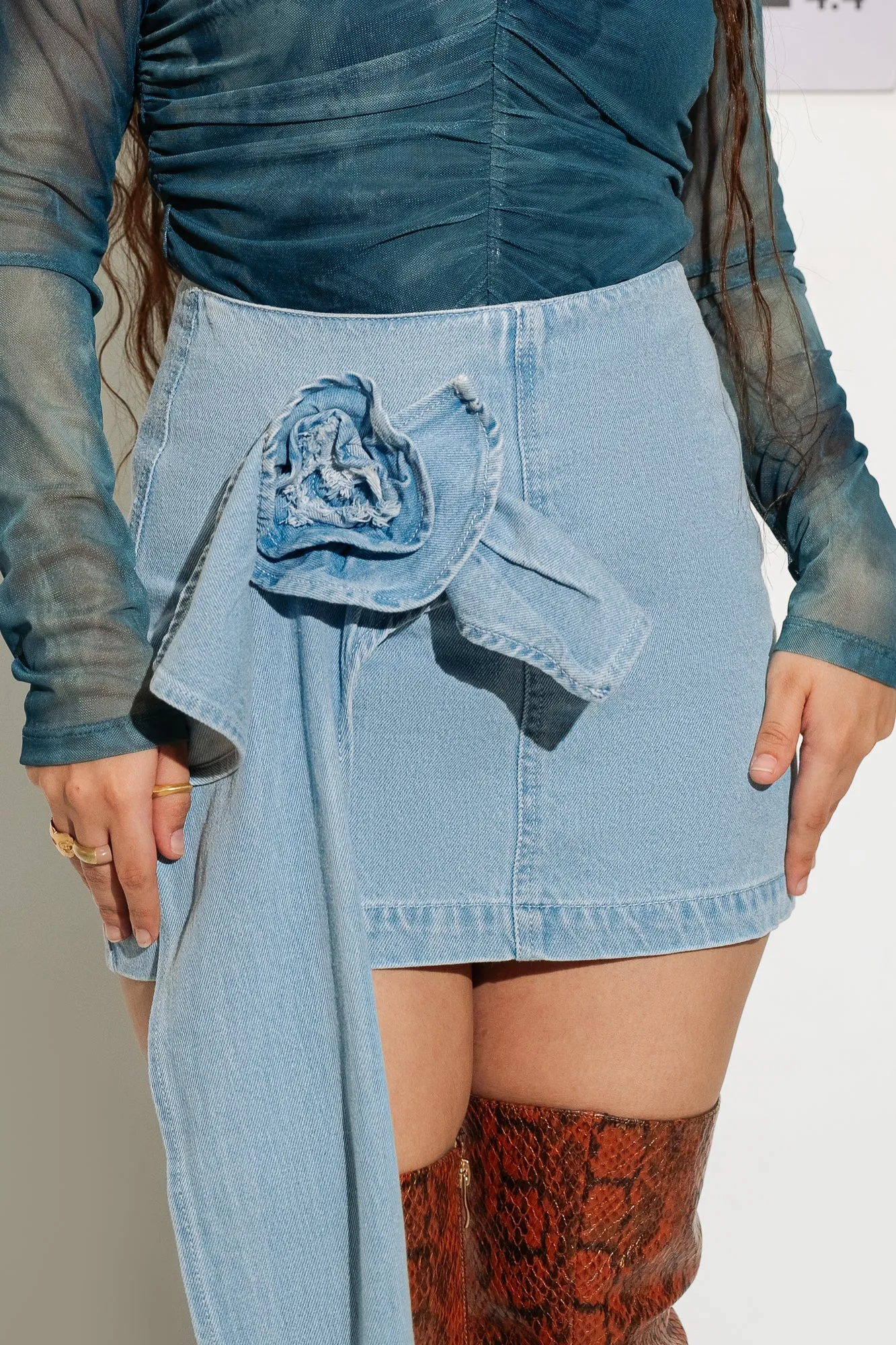 Rosy Denim Skirt
