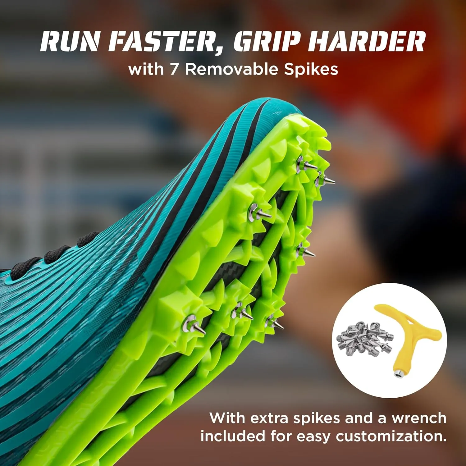 RUNIC Track & Field Shoes for Men, Women & Kids  Pro Running Spikes for Sprint, Race & Training  7 Spikes   Extra Spikes & Wrench (US Men Size)