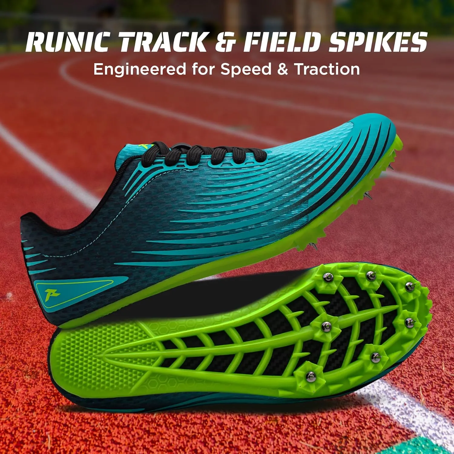 RUNIC Track & Field Shoes for Men, Women & Kids  Pro Running Spikes for Sprint, Race & Training  7 Spikes   Extra Spikes & Wrench (US Men Size)