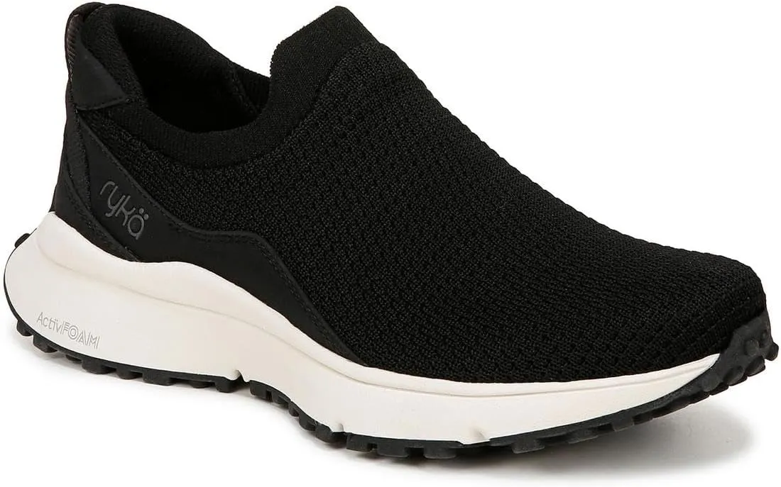 Ryka Womens Jumpstart Knit Arch Support Slip-On Sneakers Black 7.5 Medium (B,M)