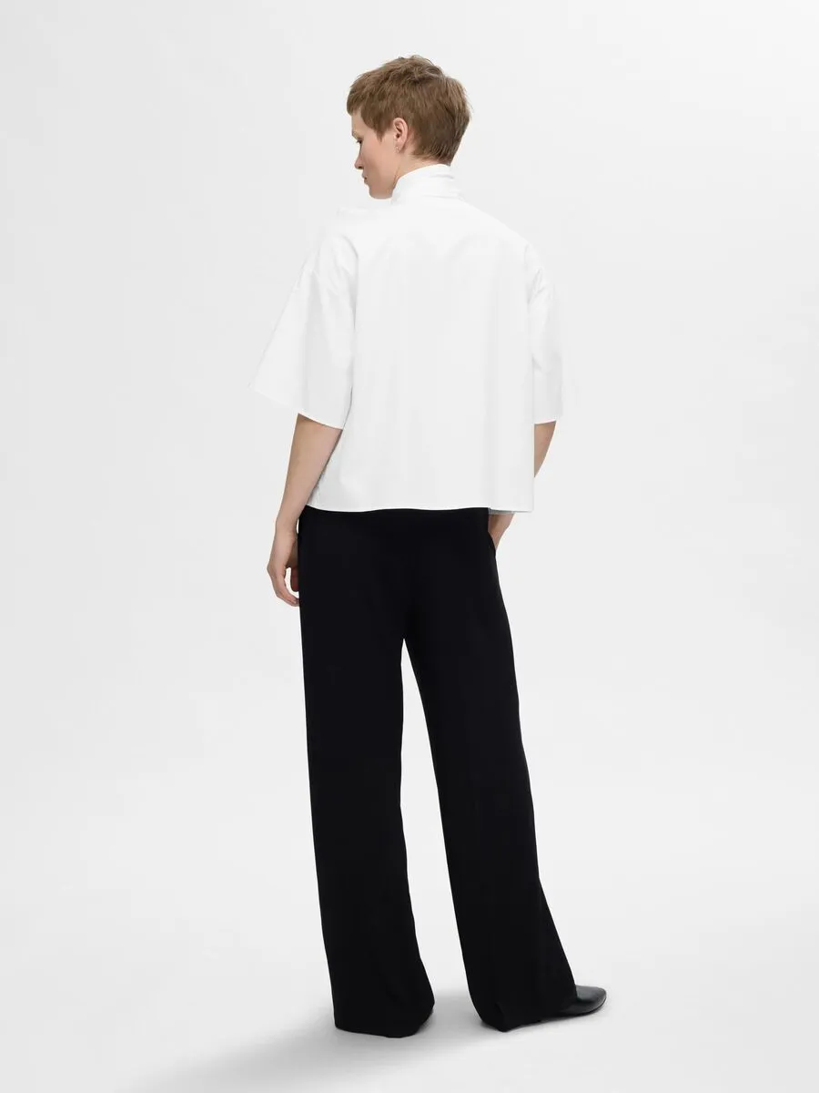 Selected Femme Juno detachable bow shirt White
