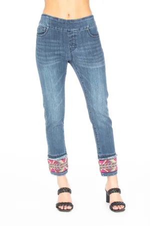 Skinny Ankle Pull Over With Mordern Retro Embroidery