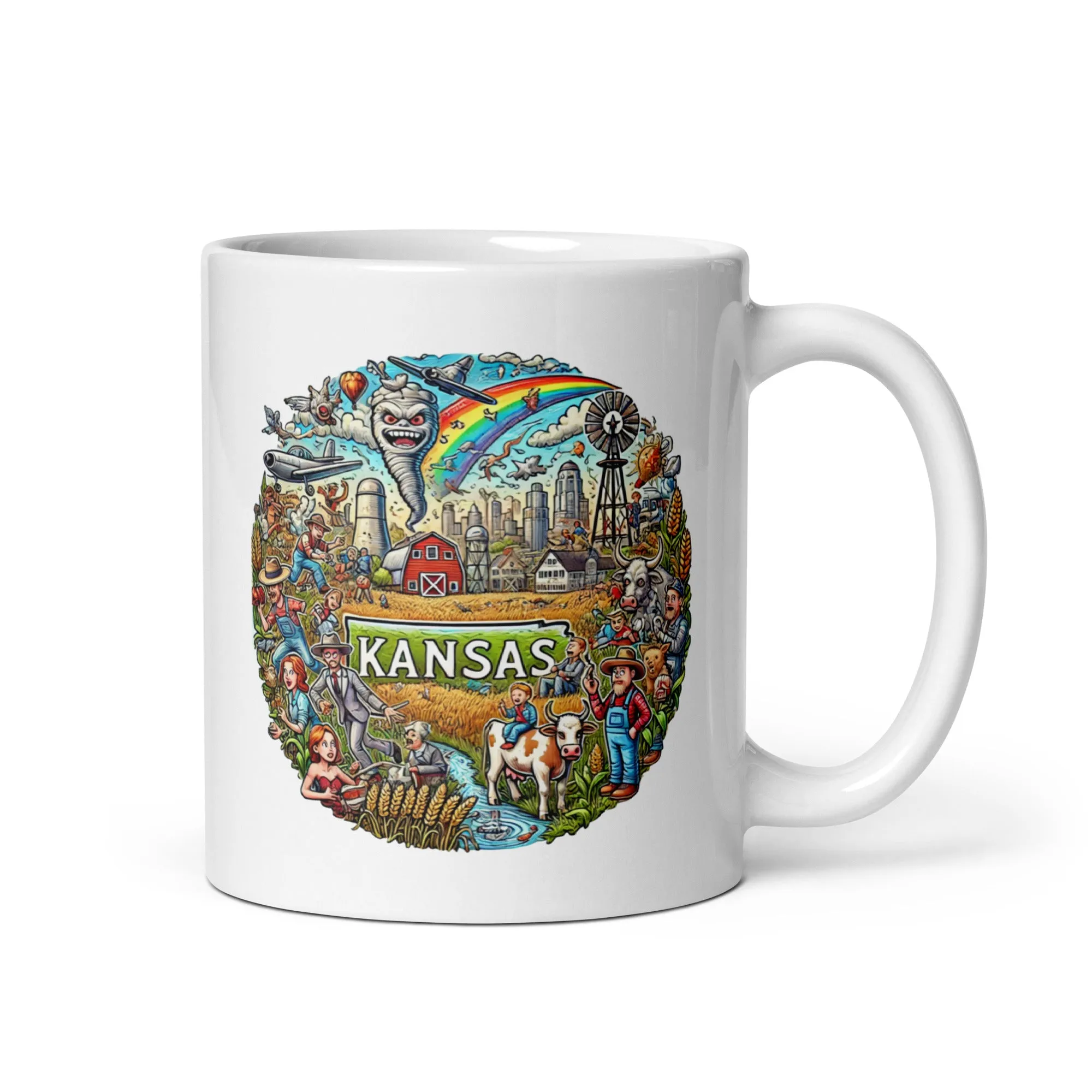 State of KANSAS - Sunflower State White glossy mug