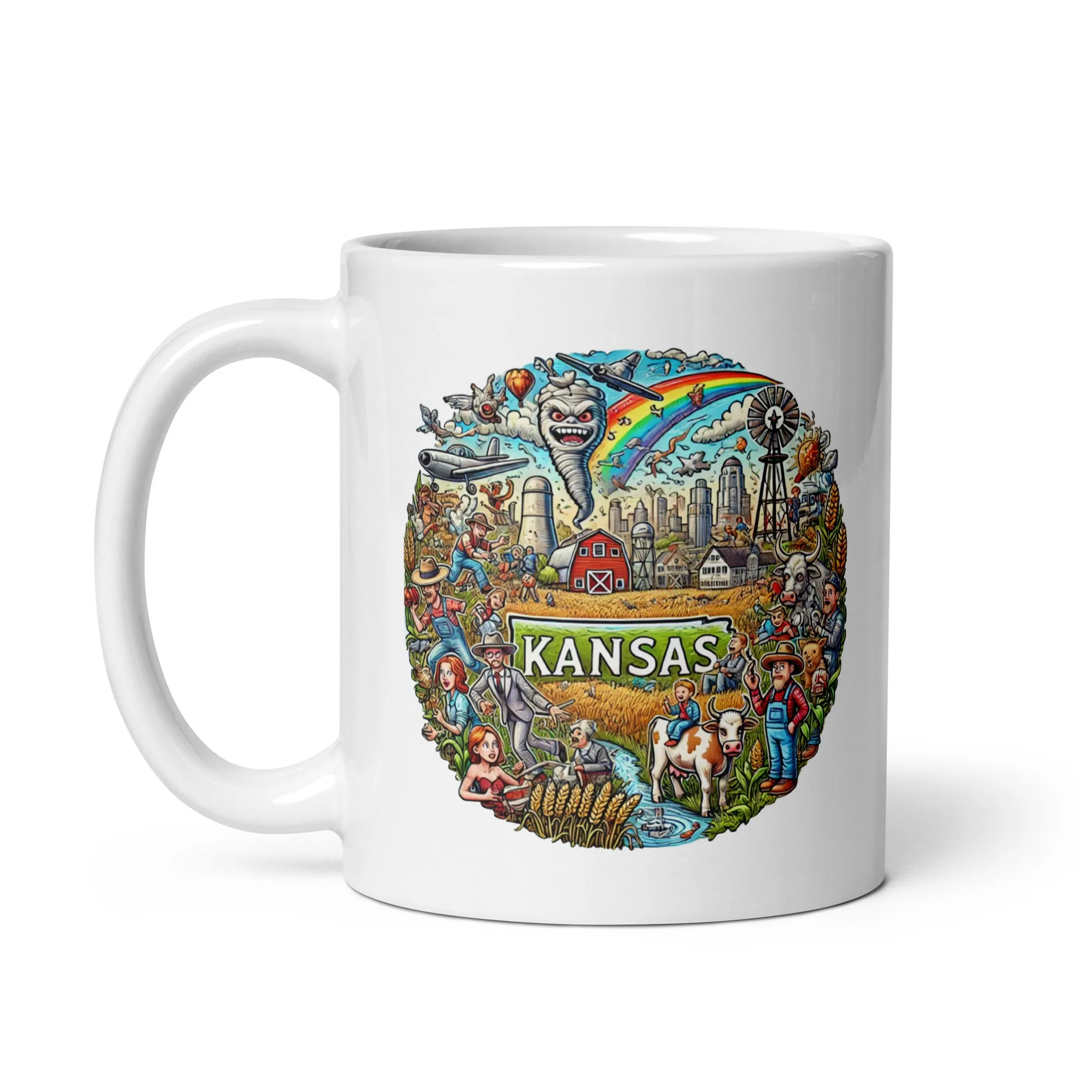 State of KANSAS - Sunflower State White glossy mug