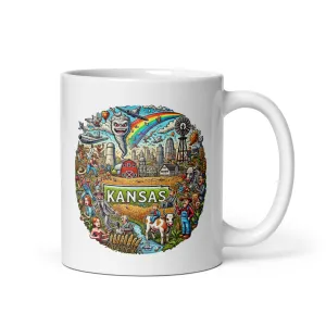 State of KANSAS - Sunflower State White glossy mug