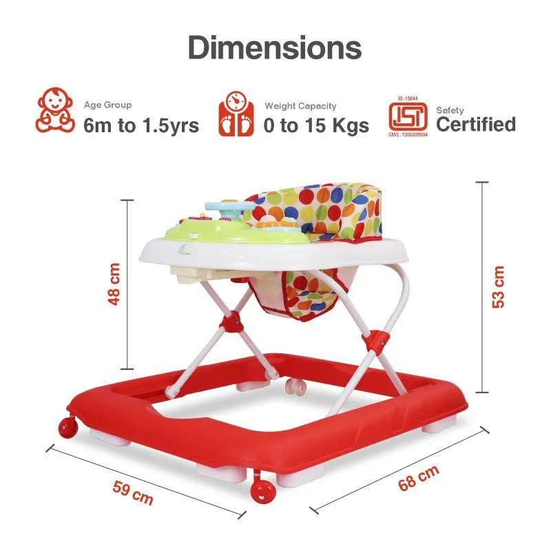 Step Up Walker - Anti-Fall with Height Adjustment, Musical Toy, Soft Cushioning Seat & Removable Toy Bar