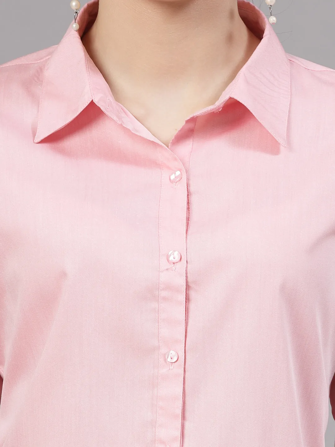 Style Quotient Women Solid Pink Regular Formal Shirt
