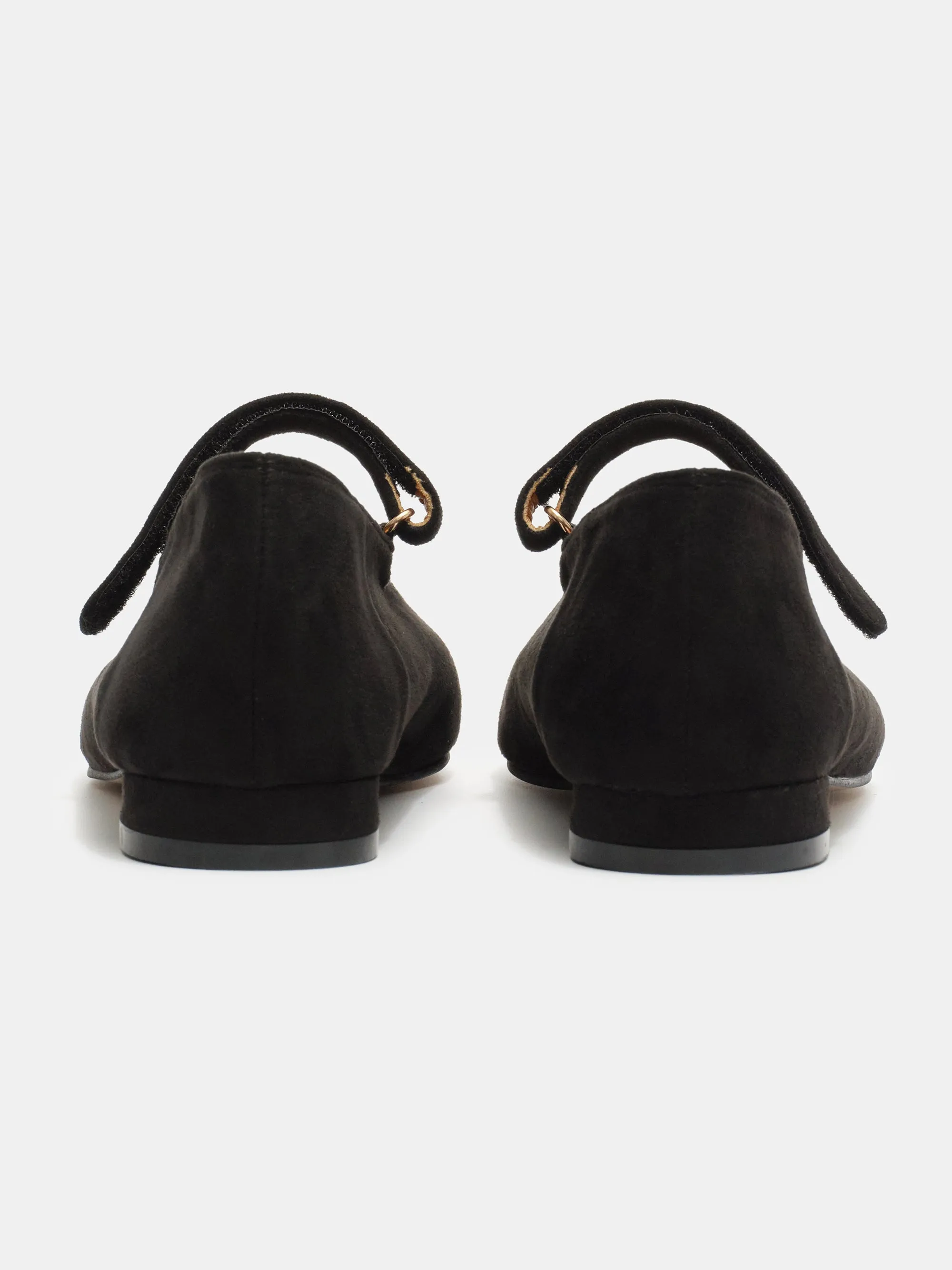 Suede Mary Jane Flats, Black