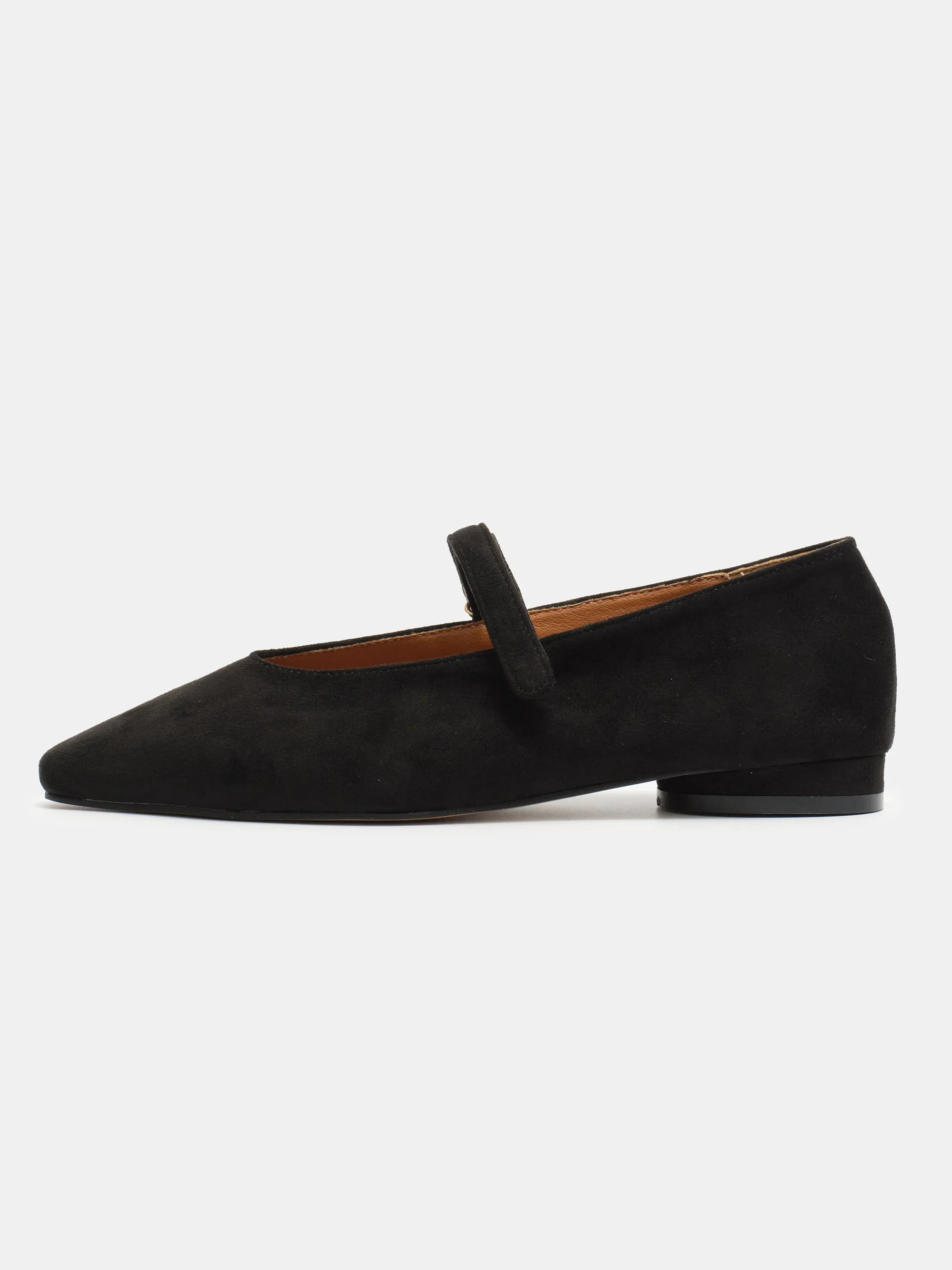 Suede Mary Jane Flats, Black