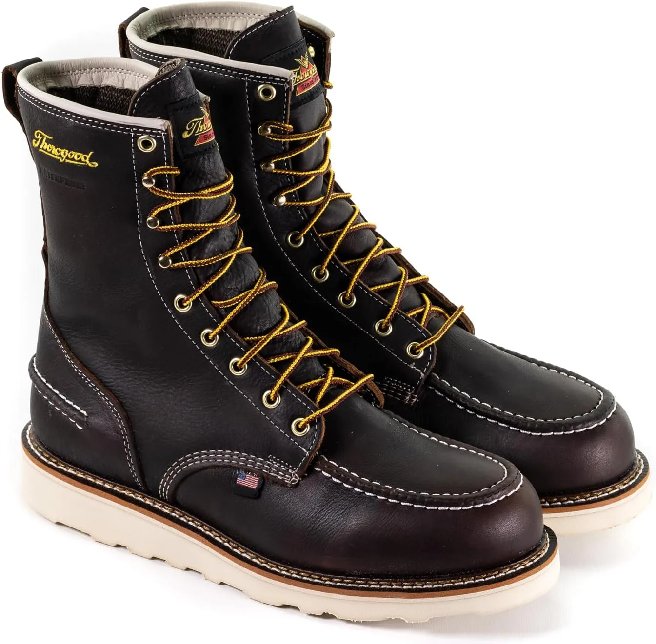 Thorogood 1957 Series 8 Waterproof Work Boots for Men - Full-Grain Leather with Moc Toe, Comfort Insole, and Slip-Resistant Wedge Outsole; EH Resistant