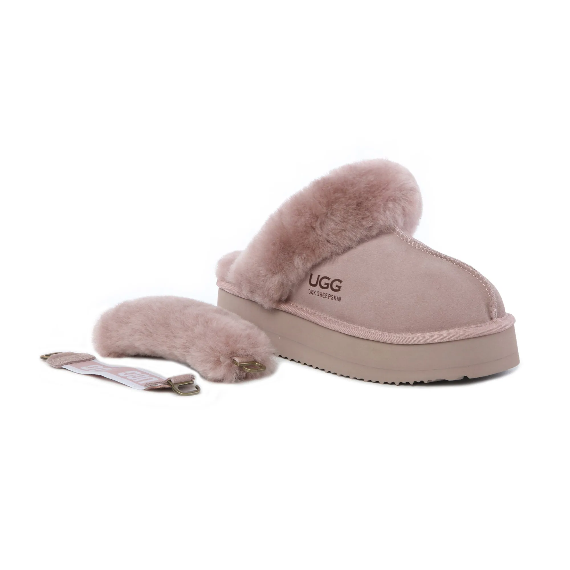 UGG Fluffy Strappy Platform Scuff