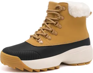 Waterproof Winter Snow Boots for WomenInsulated-Warm Fur-Lined BootiesNon-Slip Cushion Outdoor Walking BootsLightweight Comfortable Casual Suede Leather Short Boots