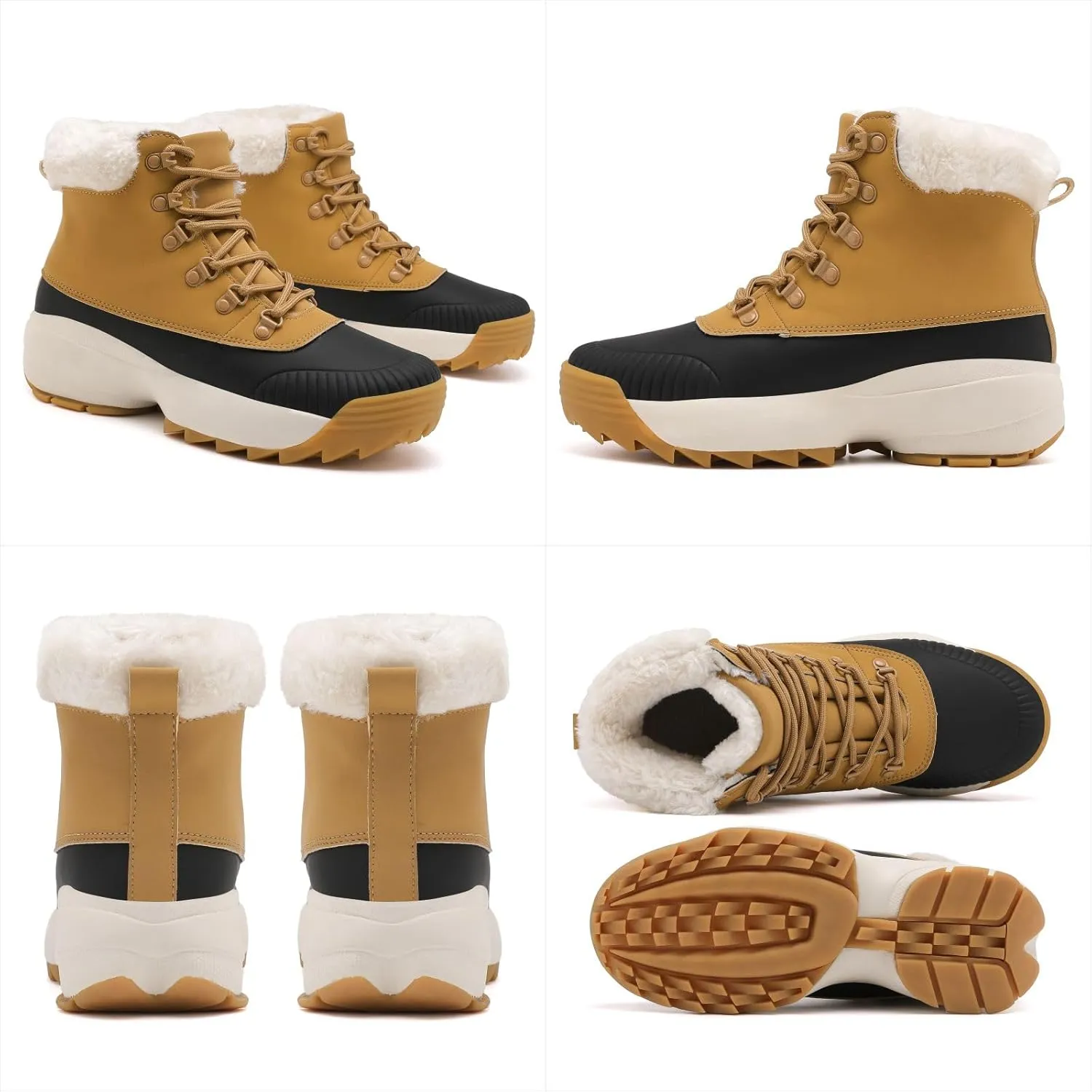 Waterproof Winter Snow Boots for WomenInsulated-Warm Fur-Lined BootiesNon-Slip Cushion Outdoor Walking BootsLightweight Comfortable Casual Suede Leather Short Boots