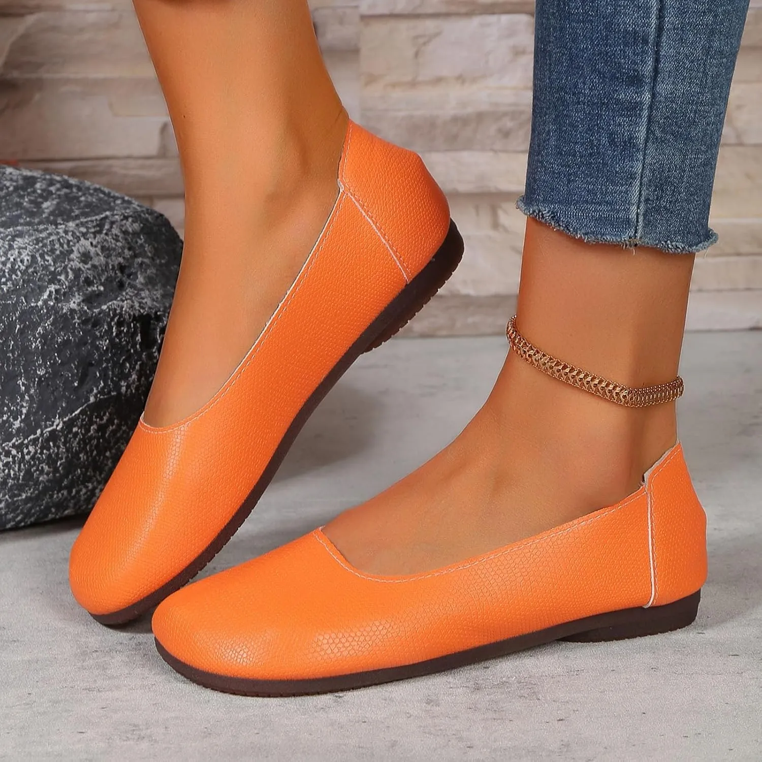 Women Flat Shoes Comfortable Round Toe Slip on Flats Summer Dressy Work Shoe Casual Ladies Wedding Walking Shoes Cute Penny Loafer Slip On Ballet Flat