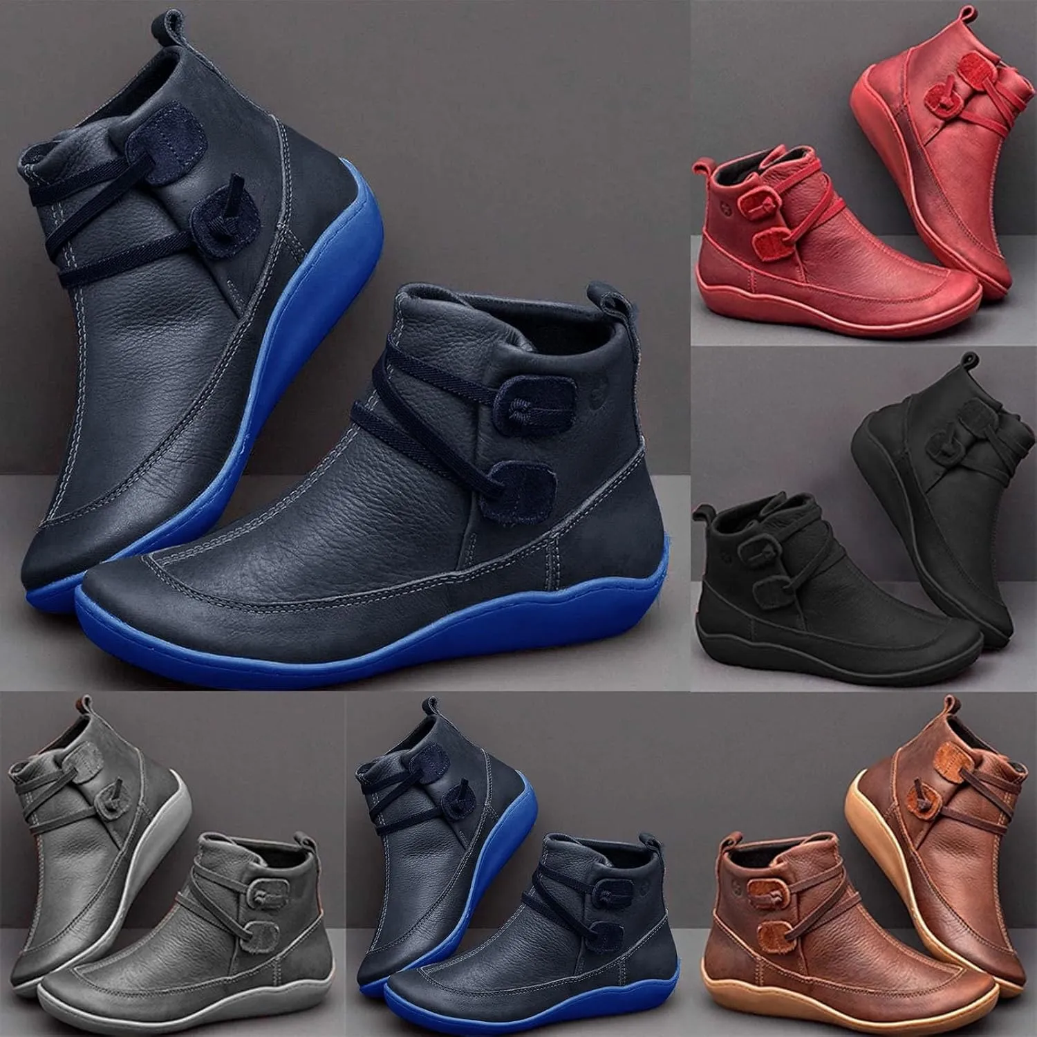 Women's Ankle Boots & Booties Womens Black Booties Low Heel Women's Slip On Boots Work Boot Shoe Laces Men Lightweight Cute Round Toe Closed Toe Wide Fit Available