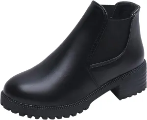 Womens Boots Fall 2024 Ankle Black Womens Booties Soft Boots for Women Comfortable Womens Bootie with Heel Flat Bottom Fashion Slip on Pointed Toe Leather Casual