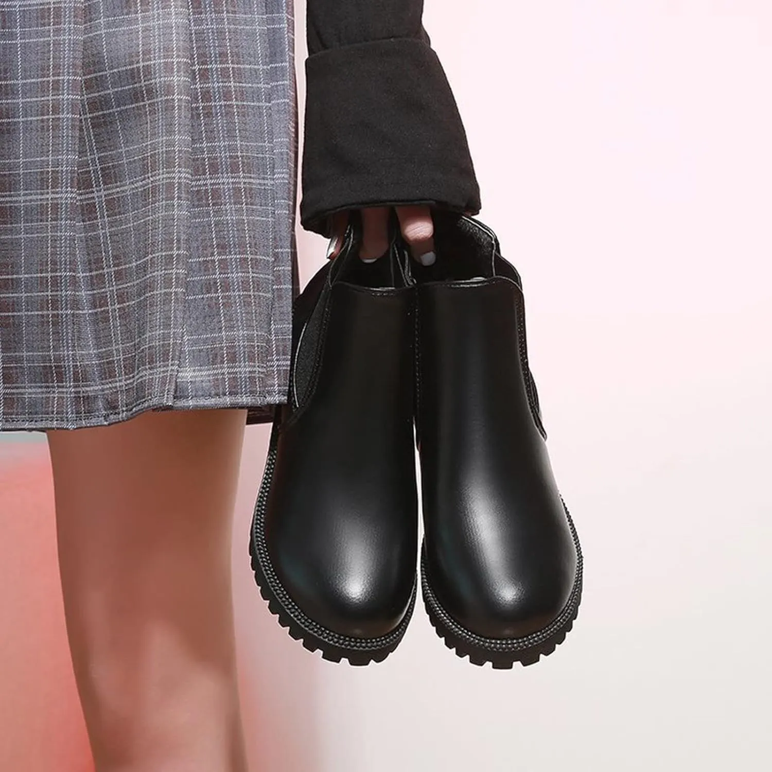 Womens Boots Fall 2024 Ankle Black Womens Booties Soft Boots for Women Comfortable Womens Bootie with Heel Flat Bottom Fashion Slip on Pointed Toe Leather Casual