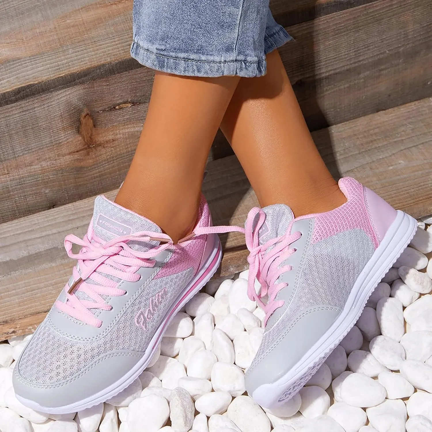 Womens Lace Up Walking Shoes Memory Foam Lightweight Comfort Running Shoes for Men Sport Casual Slip On Shoes High Top Sneakers Brown Tennis Shoe Cross Trainer Shoe