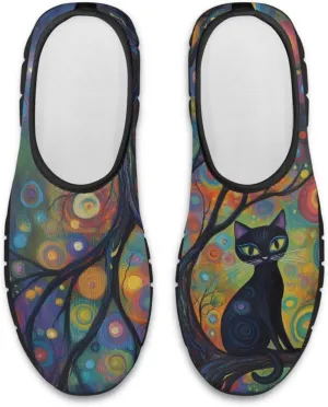 Women's Mesh Shoes Cat Print Non-Slip Athletic Sport Sneakers Soft Running Sneakers Cozy Breathable Walking Loafers for Outdoor