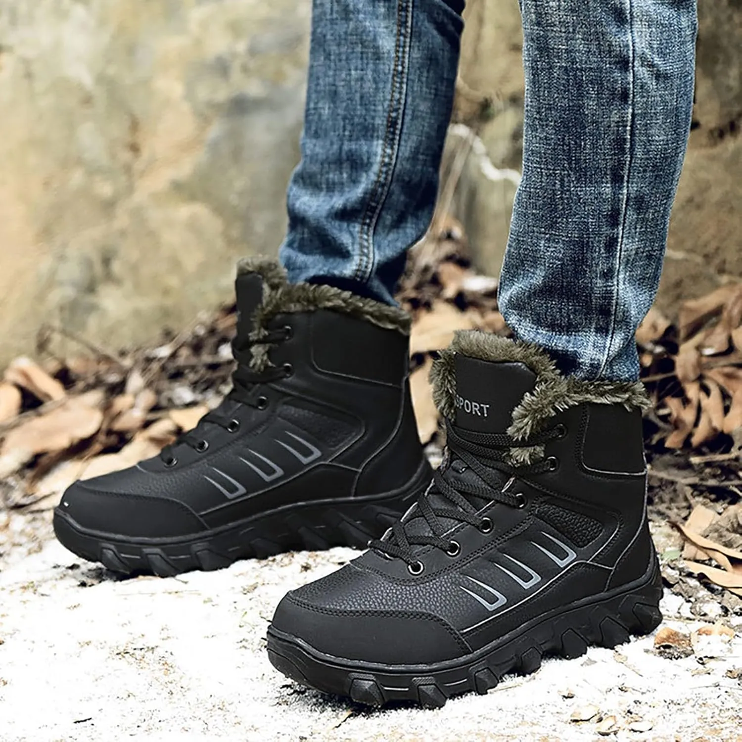 Work Boots for Men Soft Toe Hiking Sneakers Women's Slip On Warm Women's Working Shoes Insulated Non Slip Shoes Food Service Waterproof Hike Grounded Footwear