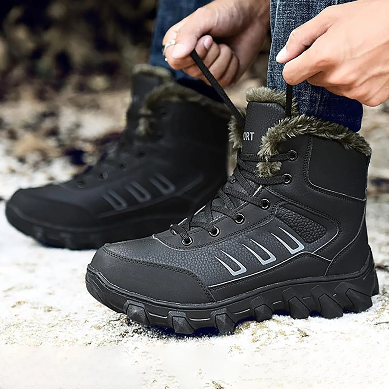 Work Boots for Men Soft Toe Hiking Sneakers Women's Slip On Warm Women's Working Shoes Insulated Non Slip Shoes Food Service Waterproof Hike Grounded Footwear
